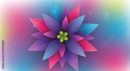 A visually stunning abstract flower graphic illustration featuring colorful gradient petals and a
