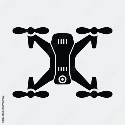 Silhouette drone vector illustration top view for recreational or commercial use