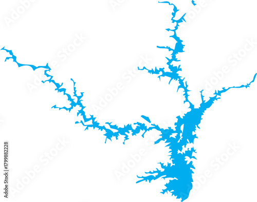 Lake Hartwell Reservoir Map Shape Vector in Georgia and South Carolina