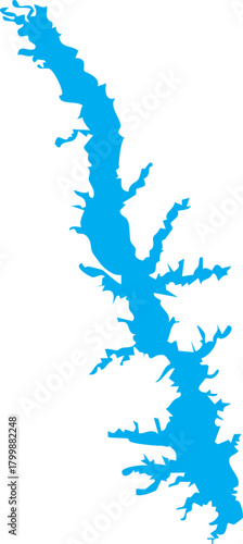 Lake Toledo Bend Reservoir Map Shape in Texas and Louisiana