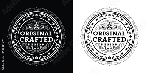 Vintage circular stamp with text original crafted design in black and white, suitable for branding and labels