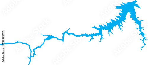 Fort Peck Lake Reservoir in Montana Map Shape Vector