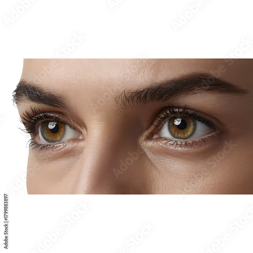 Eyes Close Up Showing Beautiful Brown Irises and Long Eyelashes