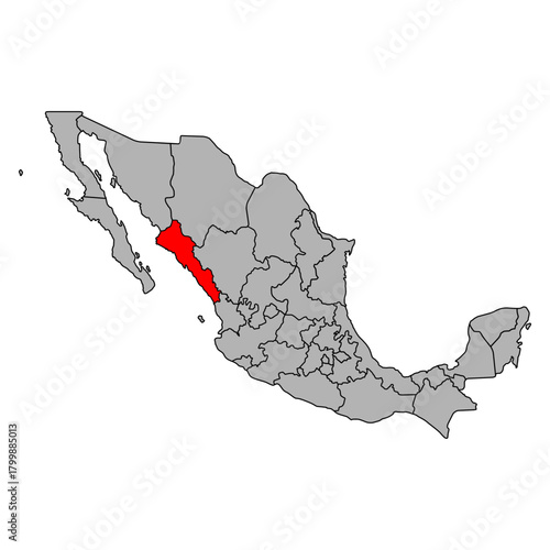 Sinaloa of Mexico map shape, travel web concept icon vector illustration .