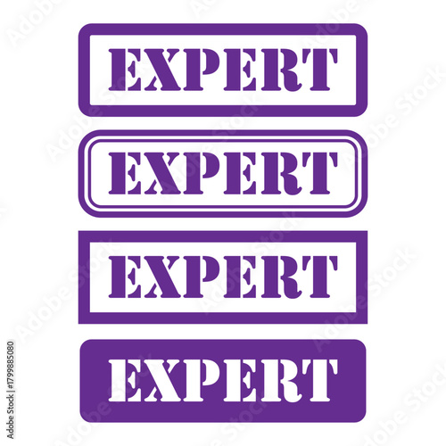 Set of Expert stamp symbol, label sticker sign button, text banner vector illustration .