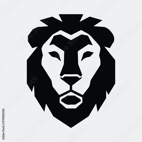 Silhouette fierce lion head bold and minimal vector illustration