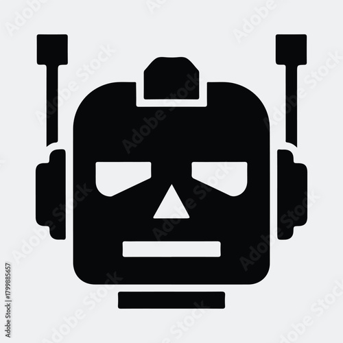 Silhouette futuristic robot head simple vector illustration
