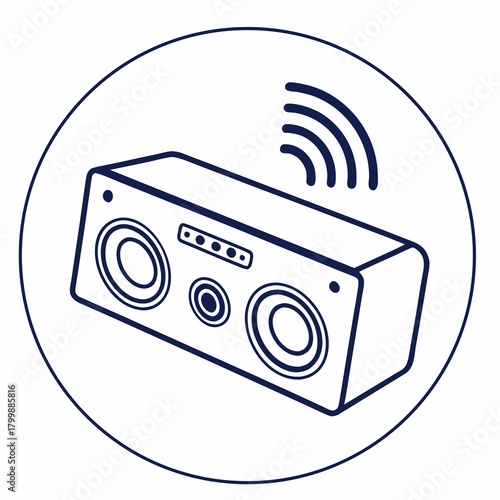 speaker emitting sound, black and white clip art preview
