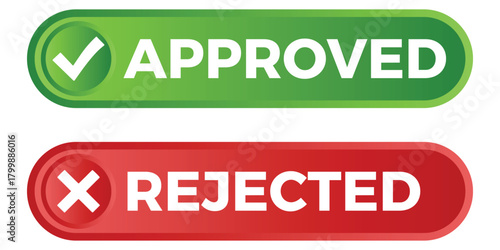Approved and Rejected Stamp Icon Set – Vector Validation Symbols for Status, Confirmation, and Decision Labels