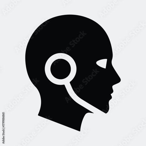 Silhouette head of humanoid cyborg artificial intelligence vector illustration