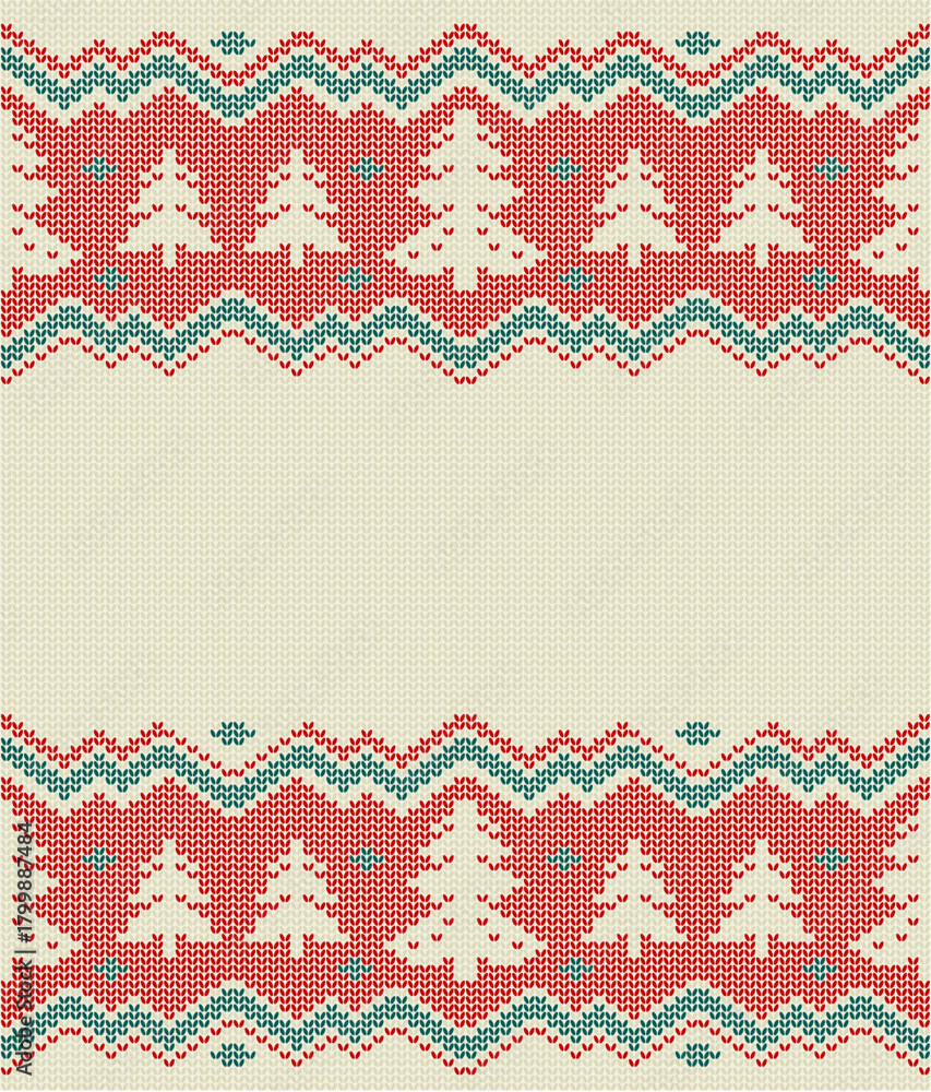Naklejka premium Christmas seamless pattern knitted sweater style background. Vector.