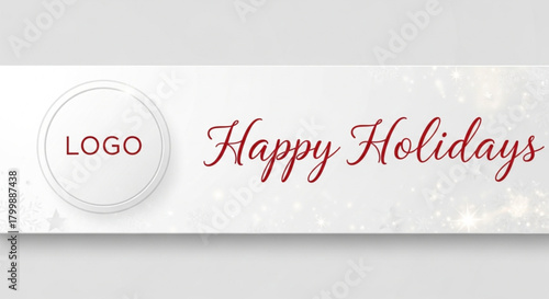 Happy holidays banner with logo isolated on white background for website