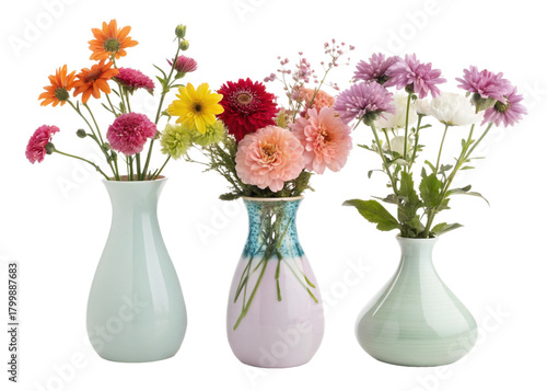 flower vases isolated on perfect background