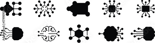 Black animal and cat silhouettes vector illustration