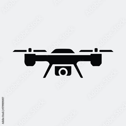 Silhouette of a drone with camera for aerial photography vector illustration
