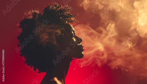 Golden Sparks and Dramatic Lighting on an Afro Silhouette. Celebrating Natural Hair and Beauty on Black Awareness Day.