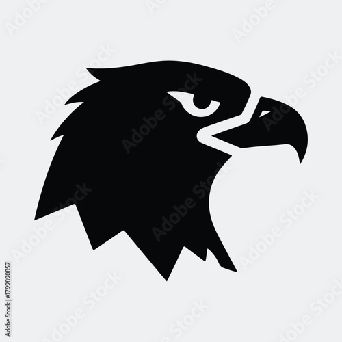 Silhouette of powerful eagle head predatory bird profile vector illustration