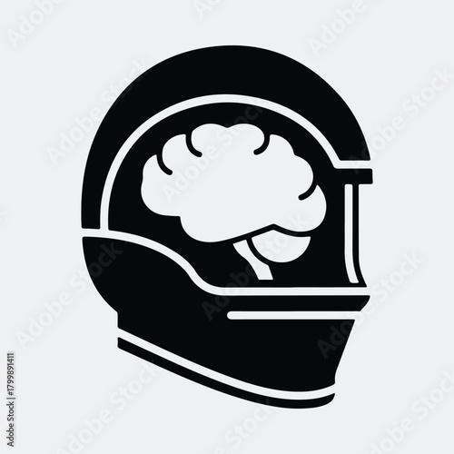 Silhouette racing helmet protecting brain automotive safety vector illustration