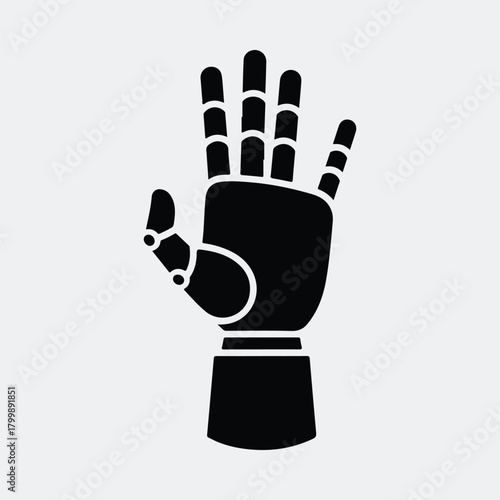 Silhouette robotic hand prosthetic bionic engineering innovative technology vector illustration
