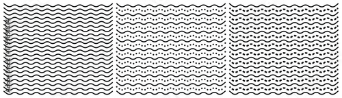 Abstract Wavy and Zigzag Line Pattern – Seamless Wave Texture, Wave Underlines,  Curved Borders and Minimal Outline Vector