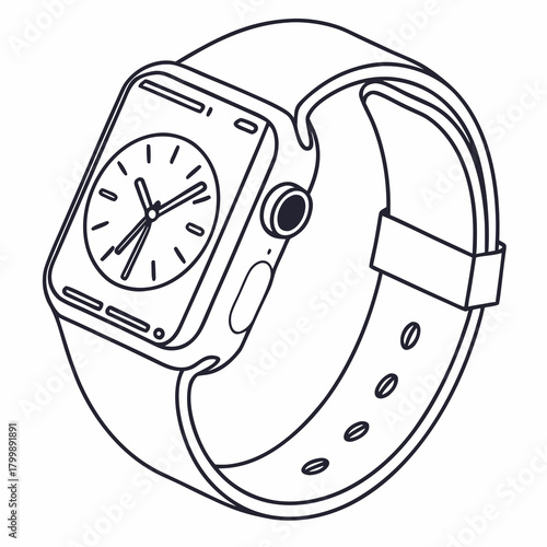 Clean line art illustration of a modern smartwatch