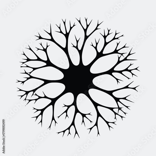 Silhouette tree branch structure abstract circular shape vector illustration