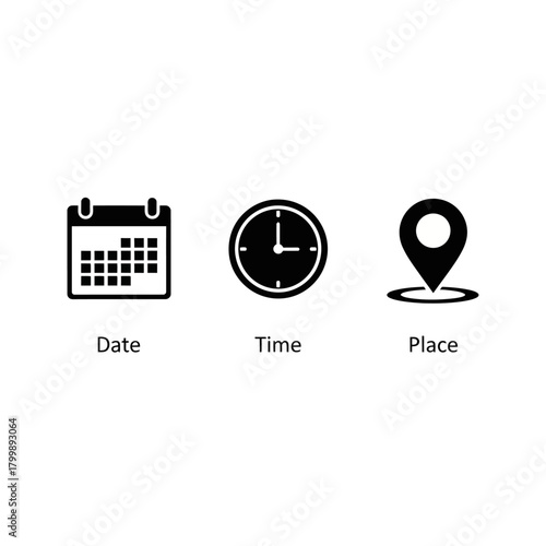 date time place icons event schedule location information