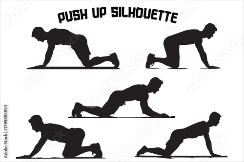 Push-Up Training Positions Vector Silhouette
