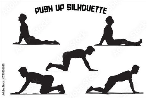 Push-Up Training Positions Vector Silhouette