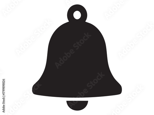 Classic black bell icon isolated on white background, simple silhouette for holiday, notification, alert, ringtone concepts, graphic design, icon, logo