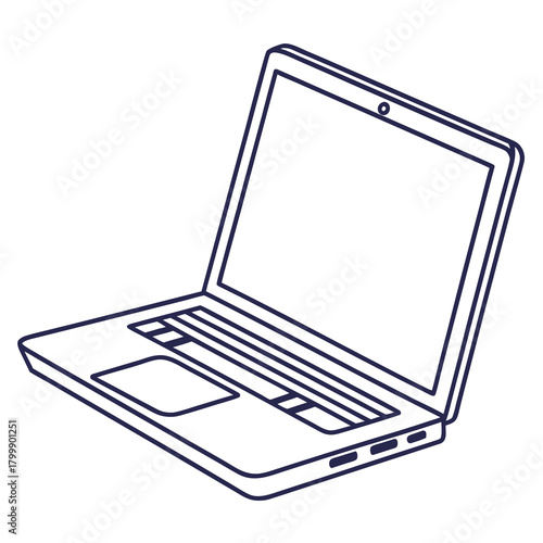 Laptop line art illustration isolated on for graphic design