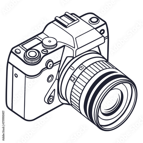 Modern digital single lens reflex camera isolated on in vector