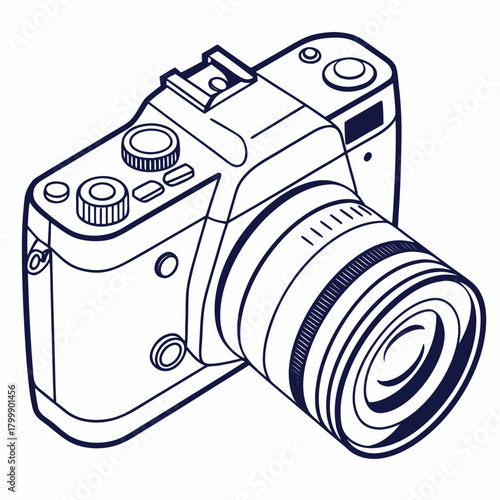 Digital single lens reflex camera isolated on in vector art