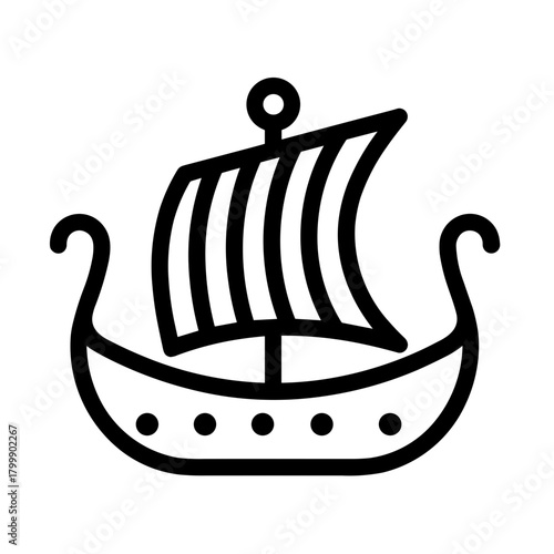 Ancient Nordic Boat Viking Ship Icon