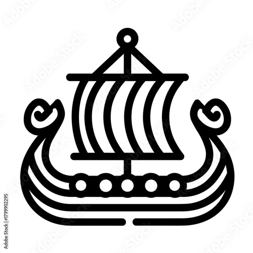 Ancient Nordic Boat Viking Ship Icon