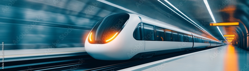 Fototapeta premium Speeding Through Modern Train in Motion, Transportation , Subway