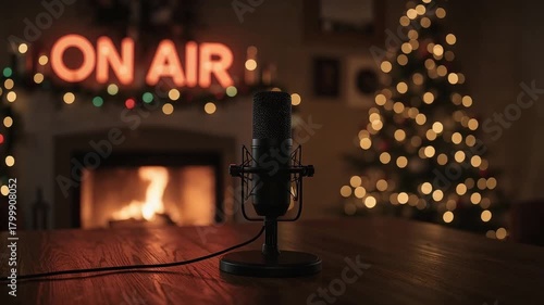 Christmas Podcast On-Air Mic Zoom Looping HD — Set 16 of 20