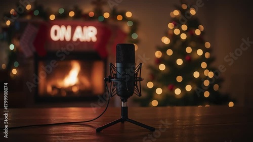 Christmas Podcast On-Air Mic Zoom Looping HD — Set 15 of 20