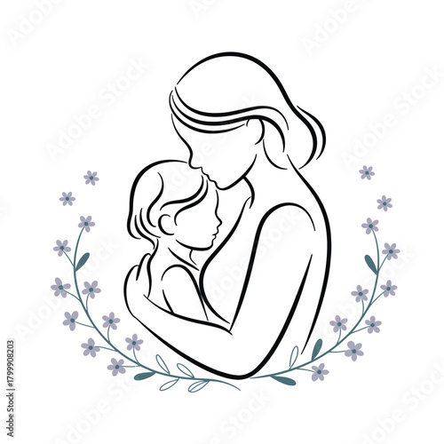 Mother Holding Baby with Floral Wreath embrace love