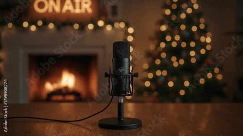 Christmas Podcast On-Air Mic Zoom Looping HD — Set 17 of 20