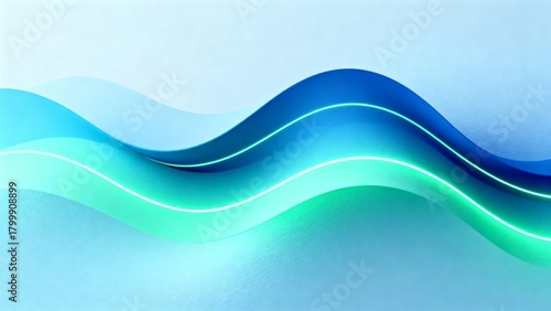 Dynamic abstract background with blue and green glowing waves