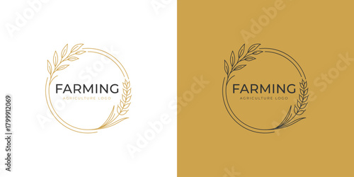 Agriculture Farming Logo Design with Organic Wheat Circle Symbol Harvest, Growth, and Sustainable Agriculture for Farm Brand, Organic Product, and Natural Food Industry