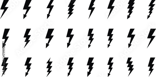Lightning bolt icon set