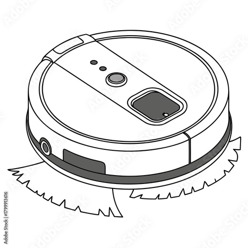 Smart vacuum cleaner line drawing isolated on for web use