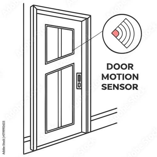 Door motion sensor for home security isolated on