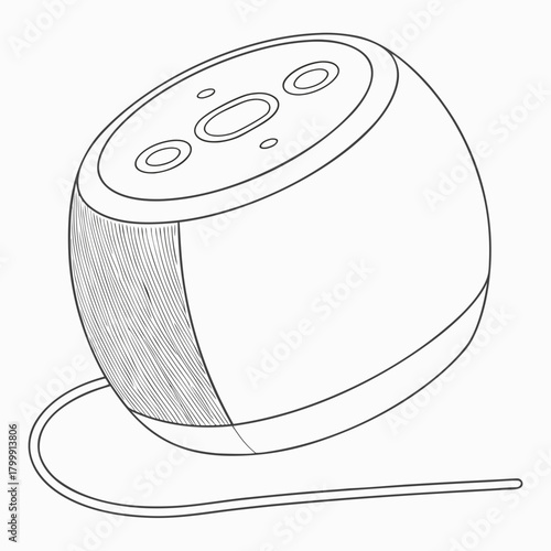Smart speaker with cable isolated on