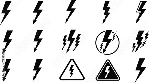 Lightning symbol icon collection