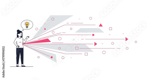 Innovative businesswoman with bright idea presenting modern strategy for business growth and success, perfect for marketing campaigns and presentations