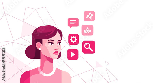 Discover modern technology solutions with a smart businesswoman leveraging innovative apps for seamless communication and data analysis in dynamic business.