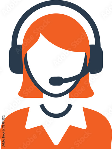 Orange haired woman with headset represents communication and technical customer support very well